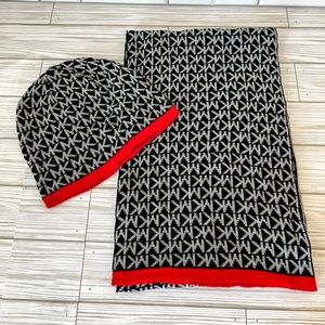 Michael Kors Monogramed Knit Scarf and Beanie Set